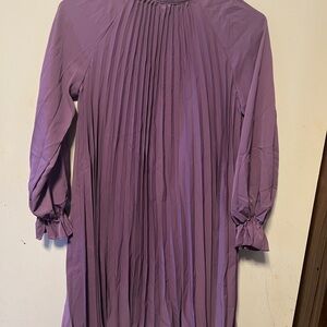 Purple Pleated Long Sleeve girl Dress 10